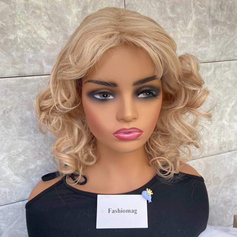 Medium Layered Hairstyles Women’s Wavy Shag Shaggy Synthetic Capless Wig 14Inch