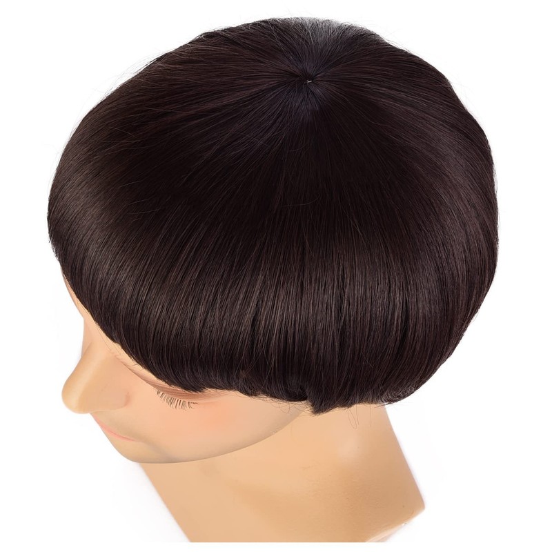 Men’s 60s Retro Bowl Cut Wig Short Straight Brown Mushroom Bob Wig Costume Cospl gallery