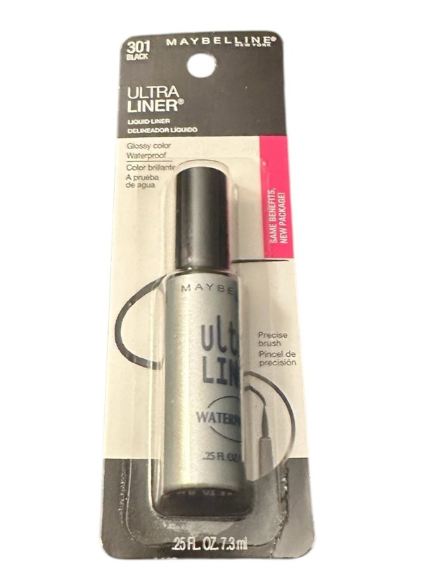 Maybelline Ultra Liner Waterproof Liquid Eye Liner 301 Black 0.25oz / 7.3ml-New