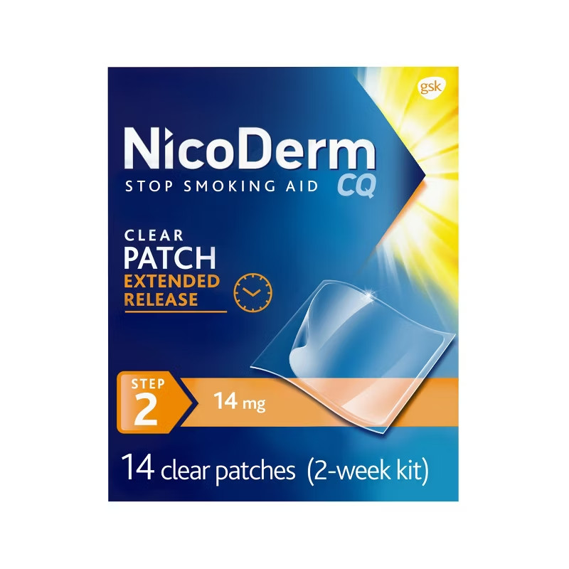NicoDerm CQ Step 2 Clear Patches, 14mg – 14 Count Exp 12/2026