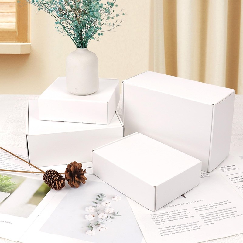 White Shipping Boxes Medium 10x8x2 Inches, 40 Pack Corrugated Cardboard Maile... gallery