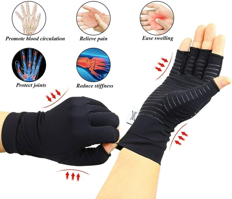 2pcs Copper Anti Arthritis Compression Gloves Hand Support Joint Pain Relief gallery