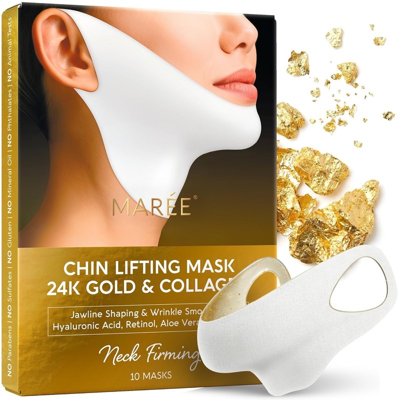 MAREE Chin Strap V Line Lifting Mask 24K Gold Face & Neck Lift Tape Sleep Mask