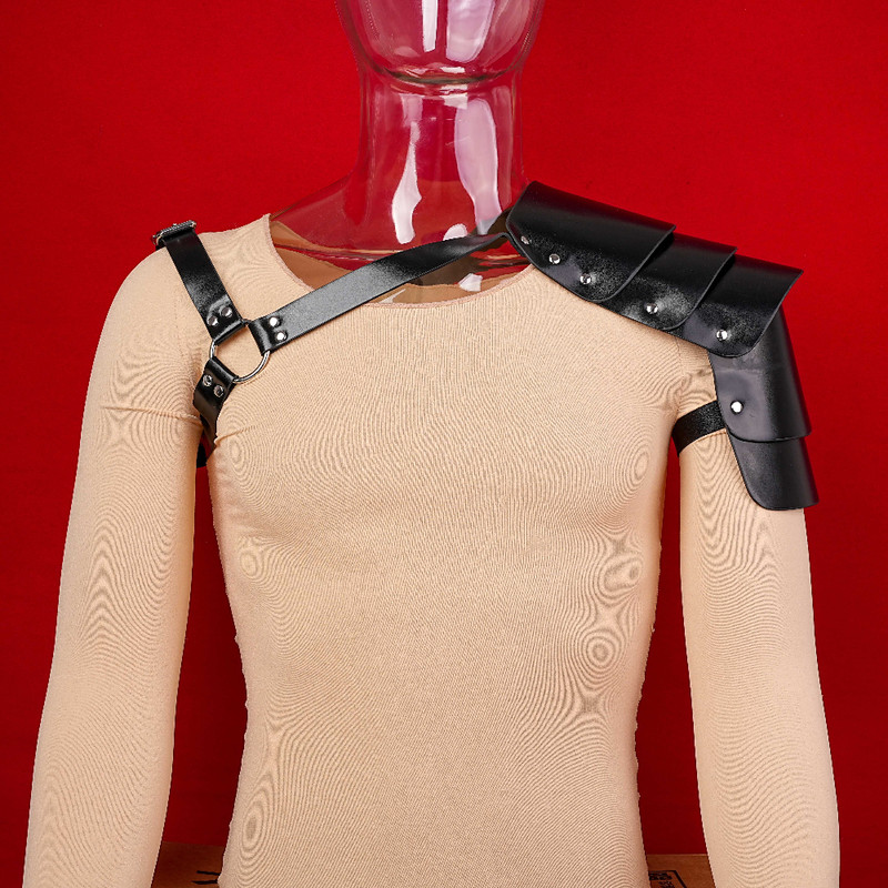 PU Leather Shoulder Chest Harness Armour Strap Metal Buckles Cosplay Costume