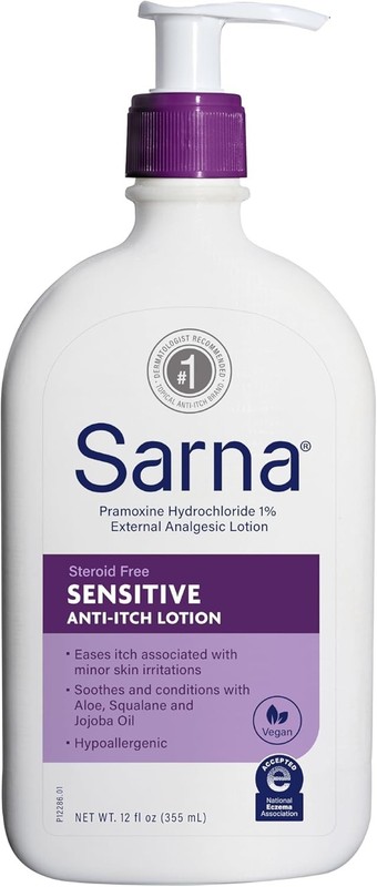 Sarna Sensitive Anti-Itch Lotion, Steroid-Free, Fragrance-Free, Vegan, Hypoaller