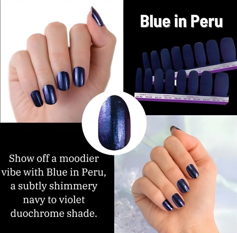 Color Street Real Nail Polish Strips, BLUE IN PERU, Duochrome, Metallic, Retired