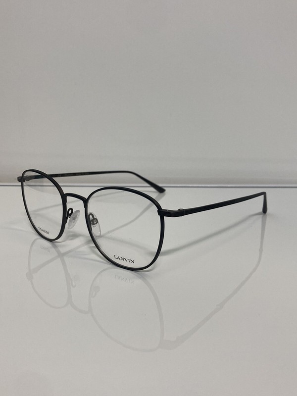 NIB Lanvin Vln093 531 matte black titanium round metal Eyeglasses 50mm gallery