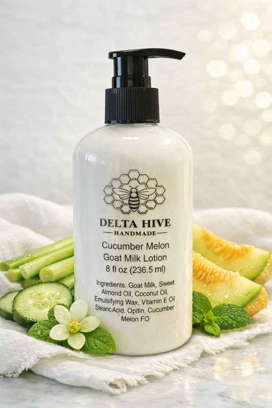 Delta Hive Creamy Moisturizing Goat Milk Lotion – Cucumber Melon Scented 8 oz
