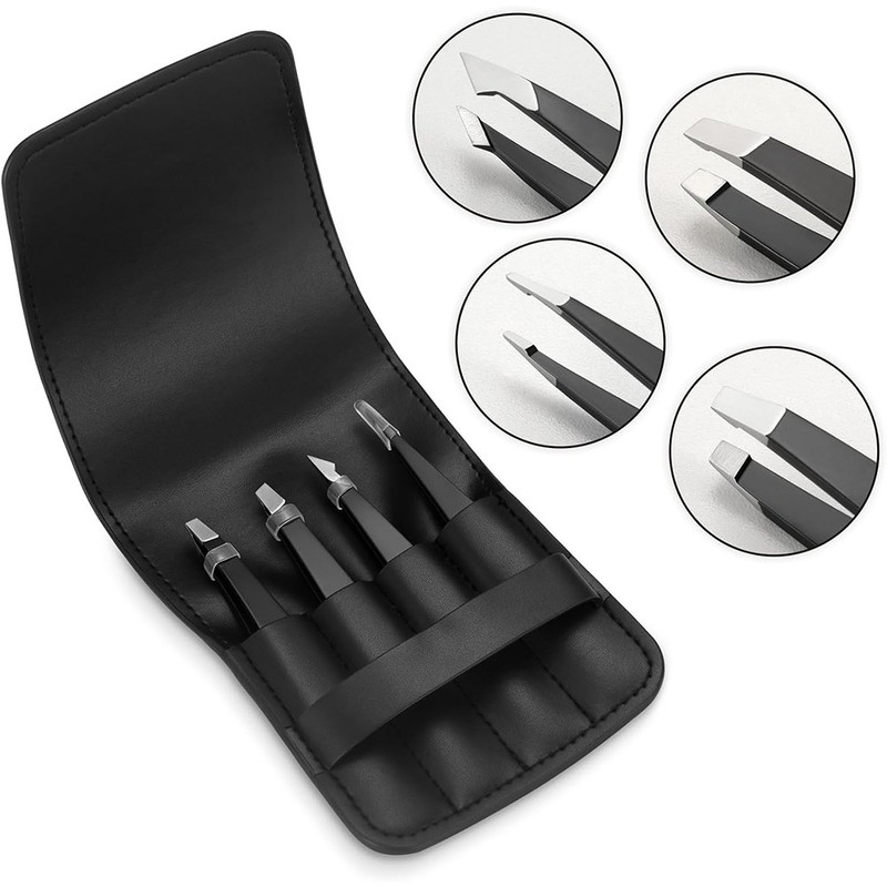 4PCS Eyebrow Tweezers Set with Storage Bag Precision Hair Removal Beauty Tools gallery