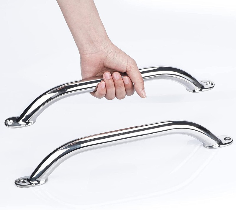2X 12 inch Boat Handrail Polished Stainless Steel Round Tube Marine Grab Handle