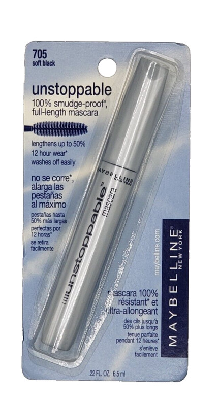 New Maybelline Unstoppable Smudge-Proof Mascara 705 SOFT BLACK