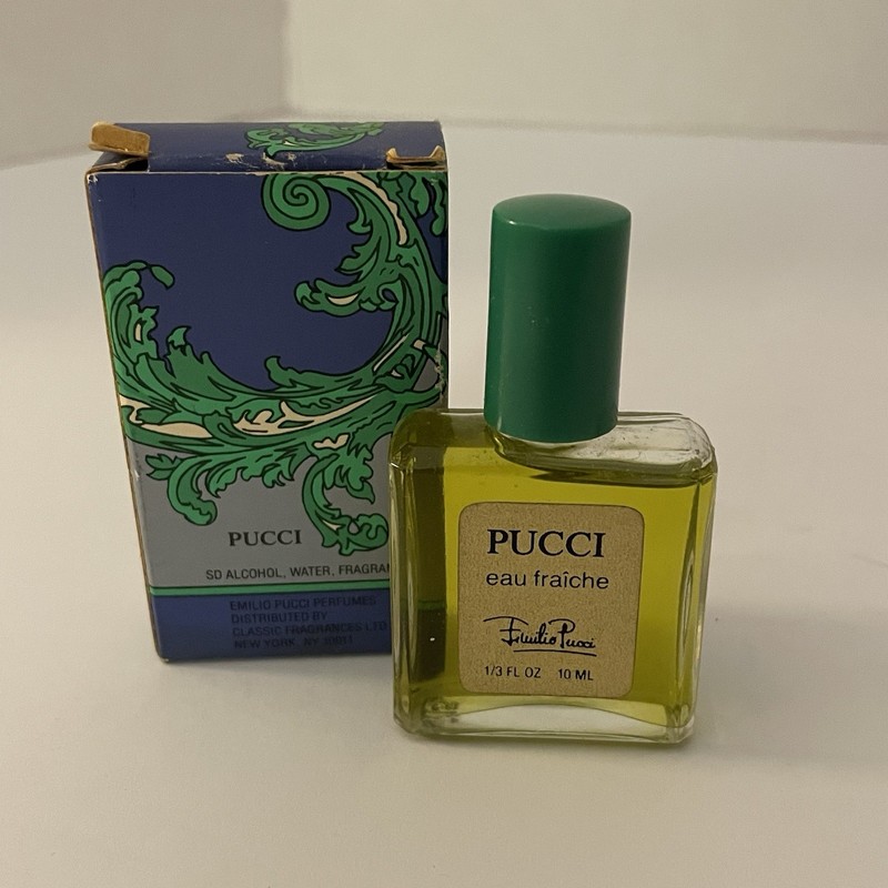 Vintage Emilio Pucci eau fraiche Paris 1/3 Fl Oz 10ml Perfume Full Original Box