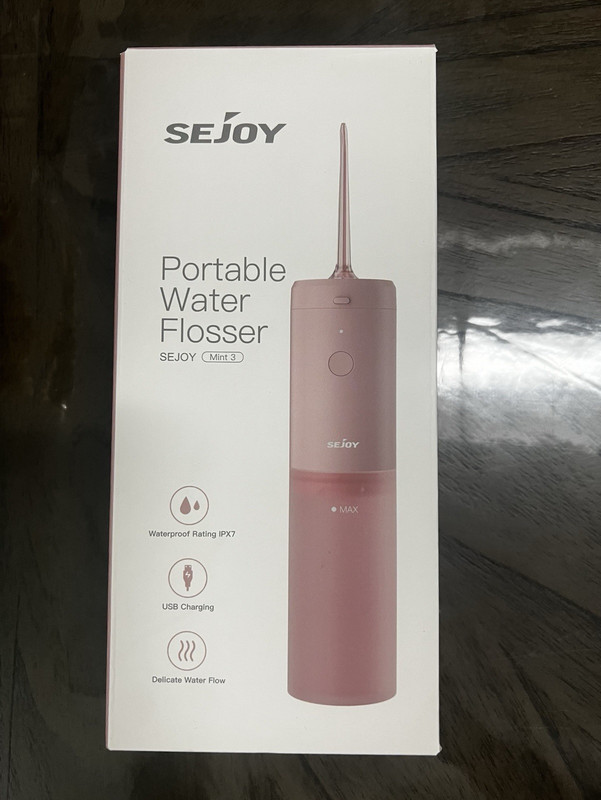 SEJOY Mint 3 Cordless Water Flosser IPX7 USB-C Rechargeable Pink 3 Settings