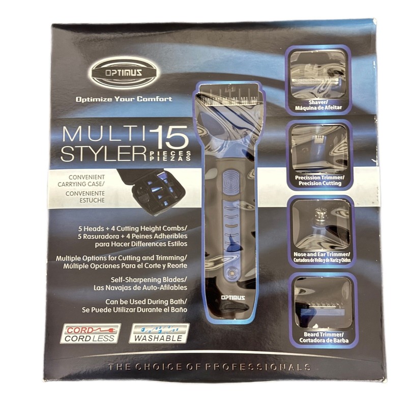Optimus Multi 15 Piece Styler Cordless Rechargeable Hair Clipper Trimmer Set