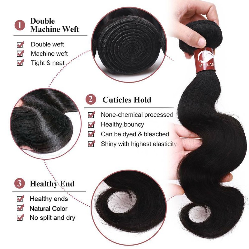 8-30 inch Sew In Malaysian Virgin Human Hair Extensions Weave Weft Body Wave US gallery