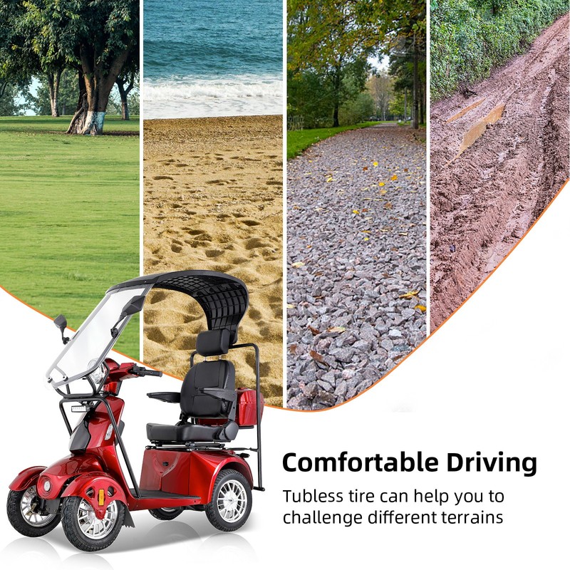 1000W 4 Wheels Mobility Scooters w/ Shade 500lbs Capacity 60V20AH Seniors Adults gallery