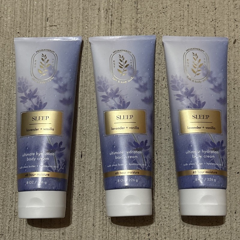 Bath & Body Works Aromatherapy SLEEP LAVENDER VANILLA Body Cream 8 oz, 3Pcs, NEW