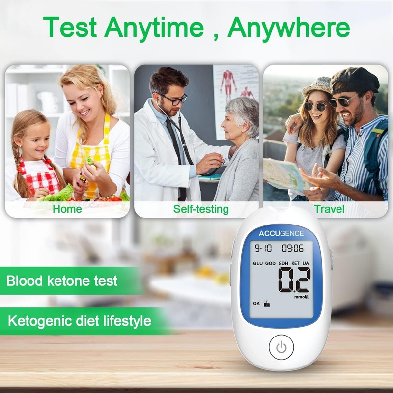 Home Blood Ketone Test Kit 3-in-1 - Self-Test Meter, 5 Seconds to Results gfp gallery