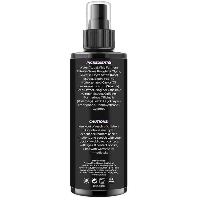 Organic Black Rice Water Hair Growth Serum Spray, 5 Fl Oz, Rosemary Scent, for A gallery