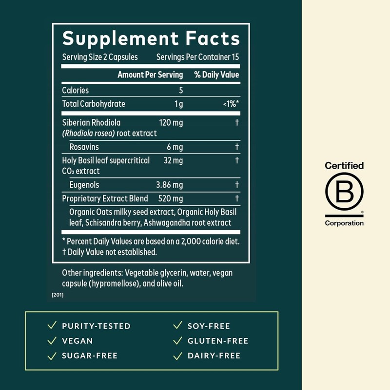 Energizing Herbal Stress Response with Rhodiola, Perfect for Daily Use | 30 Caps gallery