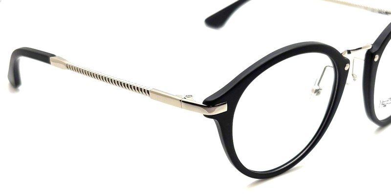 Cadillac Matte Black Acetate + Silver Metal Combination Optical Frame Italy L.E. gallery