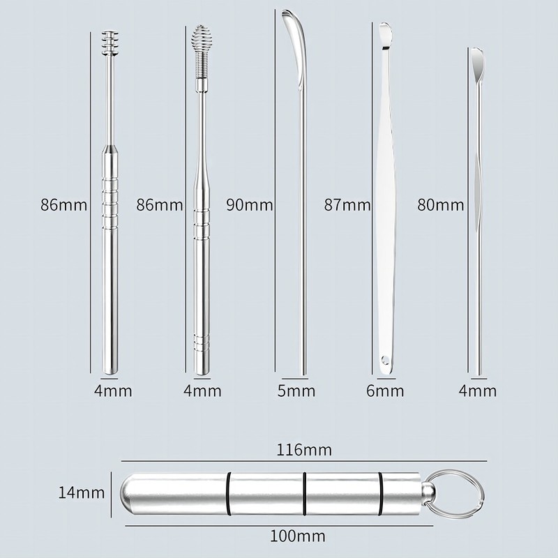 Spiral Ear Wax Remover Tool Ear Pick Cleaning Spoon Curette Kit Cleaner Set gallery