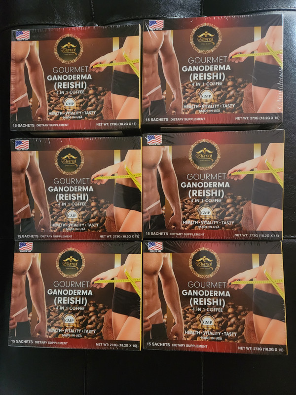 6 BOXES OF ETERNAL GANODERMA REISHI 4 IN 1 COFFEE 15 SACHETS EA.10/2027 MADE USA