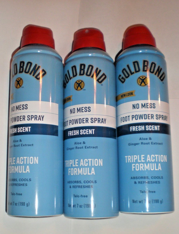 (3) GOLD BOND NO MESS FOOT POWDER SPRAY FRESH SCENT TALC FREE 3X ACTION FORMULA