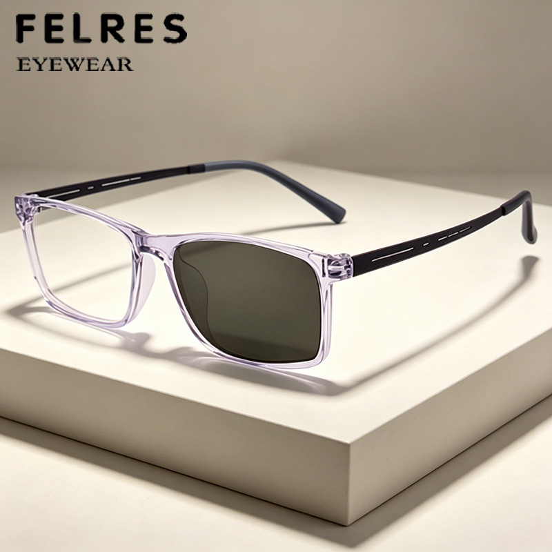 155mm TR90 Photochromic Square Reading Glasses Men Large Frame Glasses Readers gallery