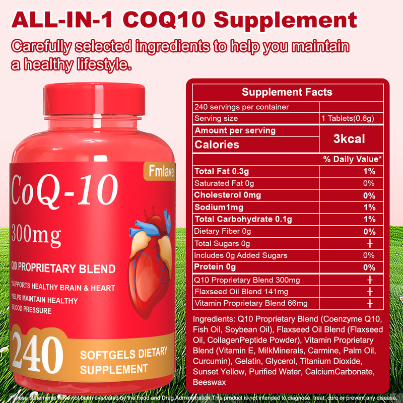 CoQ-10 300mg 240 Softgels Coq10 Co Q10 Coenzyme Heart Support NON GMO Free Ship gallery