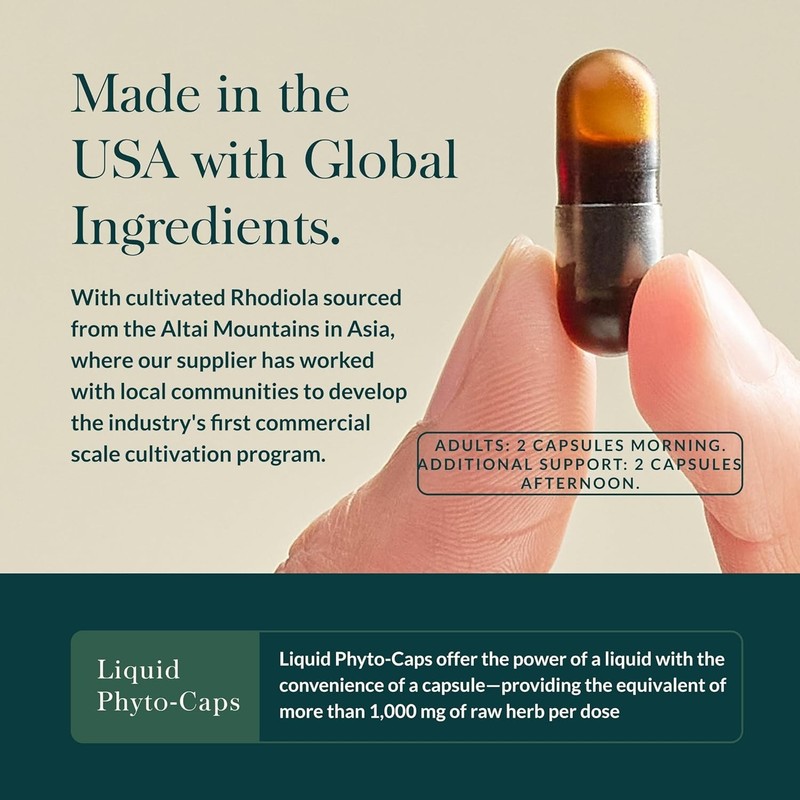 Energizing Herbal Stress Response with Rhodiola, Perfect for Daily Use | 30 Caps gallery