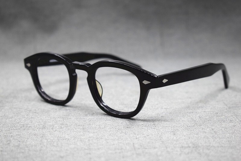 Johnny Depp Glasses Round Acetate Black Frames Luxury Eyeglasses 46 24-145mm gallery
