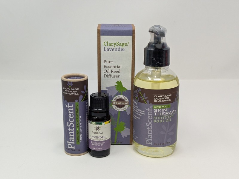 SunLeaf Naturals 100% Essential Oil Clary Sage Lavender Chamomile 4 Piece Set