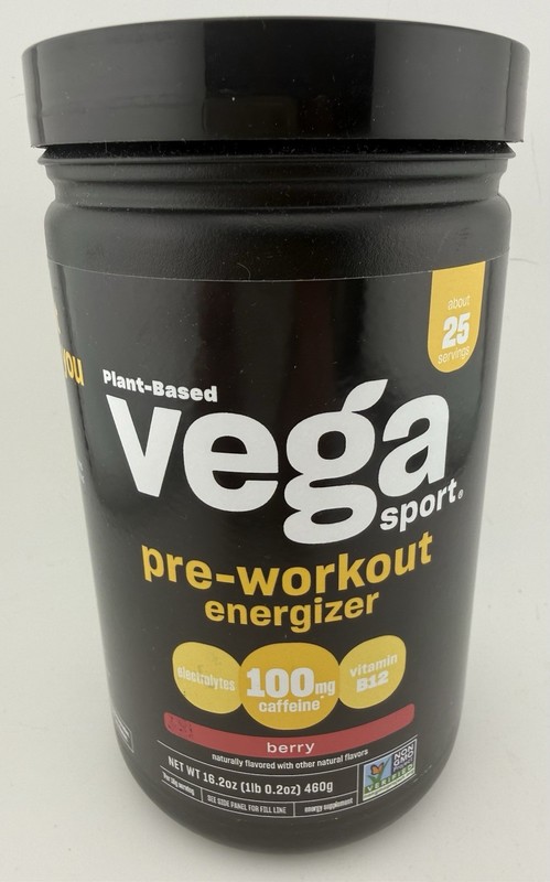 Vega Sport Pre-Workout Energizer Berry 16.2 oz (25 Servings) Supports Energy NEW