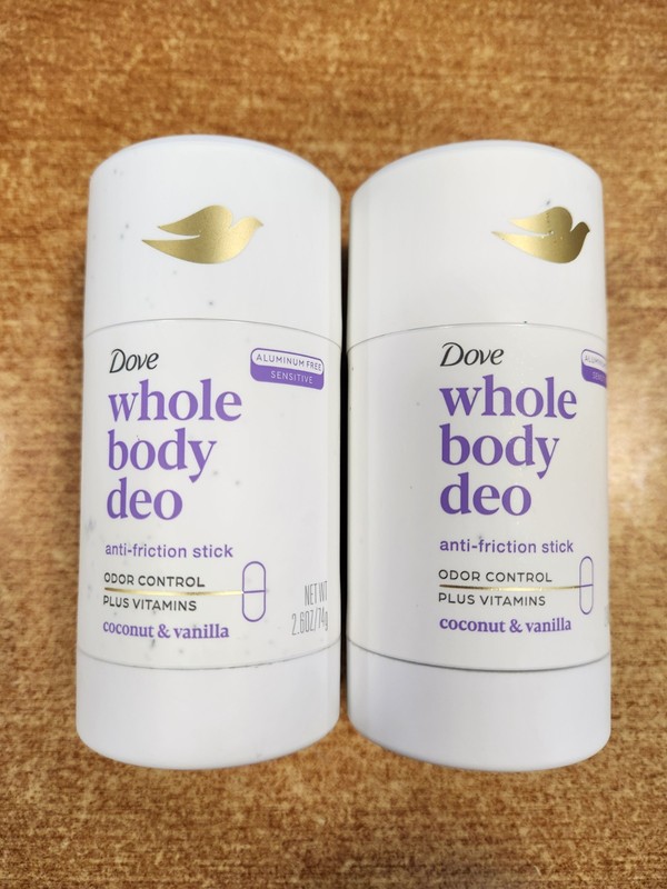 2 Pack: Dove Anti-Friction Whole Body Deo, Coconut & Vanilla, 2.6 oz ea. E2D