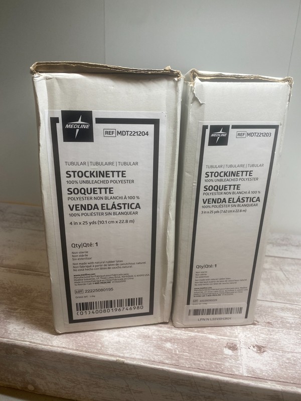 Medline Non-Sterile Tubular Stockinette MDT221203 MDT221204 3+ 4″ X 25 Yd Rolls