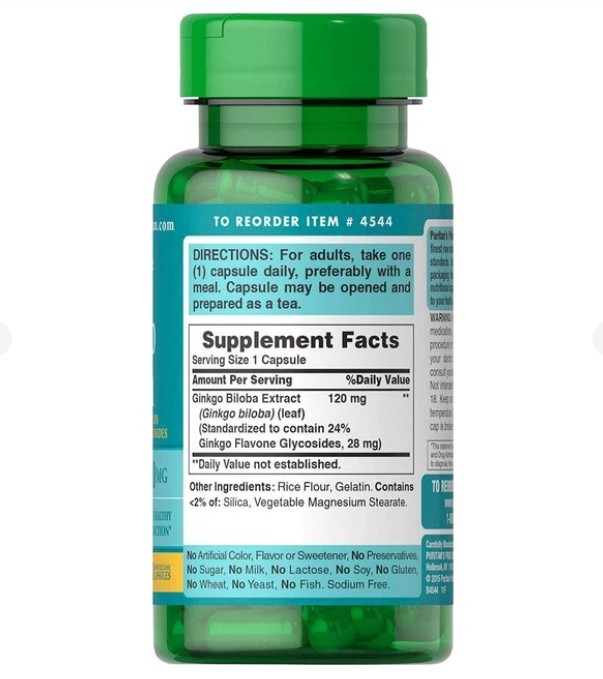 Ginkgo Biloba 120 mg 100 Capsules Supports Healthy Brain Function gallery