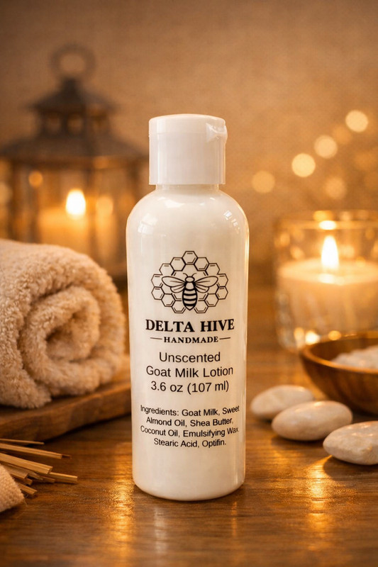 Delta Hive Creamy Moisturizing Goat Milk Lotion – Unscented Scented 3.6 oz