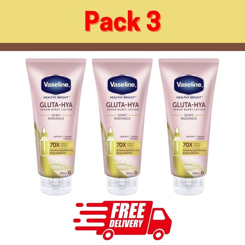 Vaseline Healthy Bright Gluta-Hya Serum Burst Lotion Dewy Radiance 300ml 3x