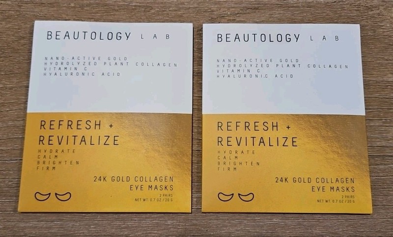 2X Beautology Lab 2 Pairs 24k Gold Collagen Eye Masks Brand New 4 Total Pairs