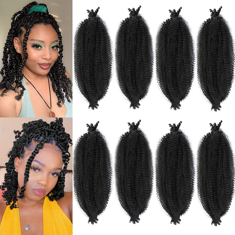8 Packs Springy Afro Twist Hair 16 Inch Marley Twist Braiding Hair Pre-Separated