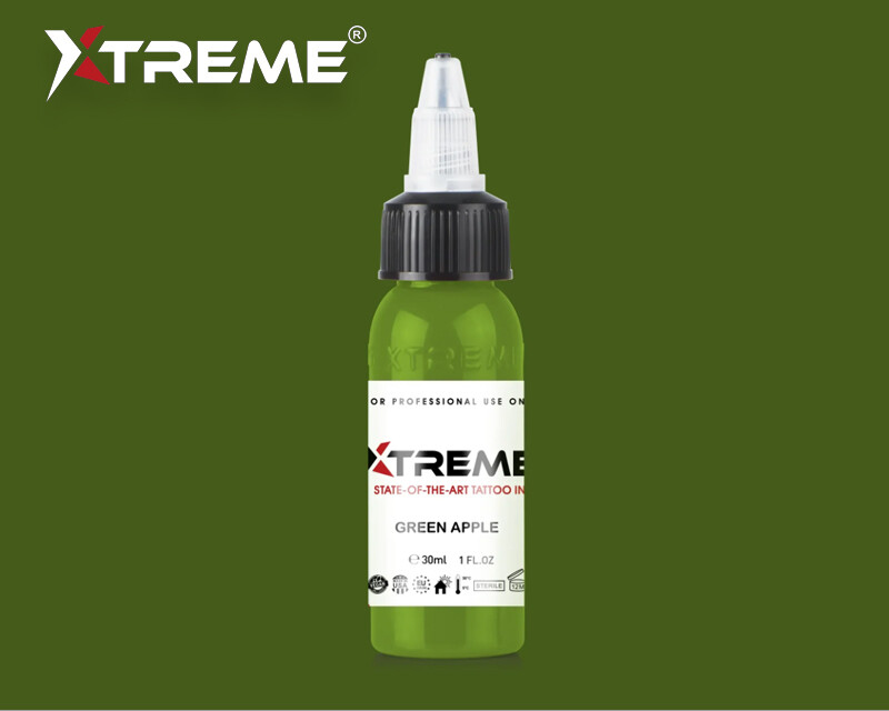 GREEN APPLE Xtreme Ink Premium Bright Solid Color Tattoo Pigment Made in USA