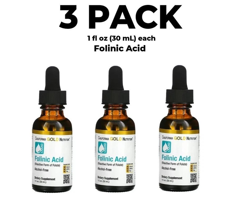 California Gold Nutrition, Folinic Acid, 1 fl oz (30 ml), 3 PACK! *No ship USA