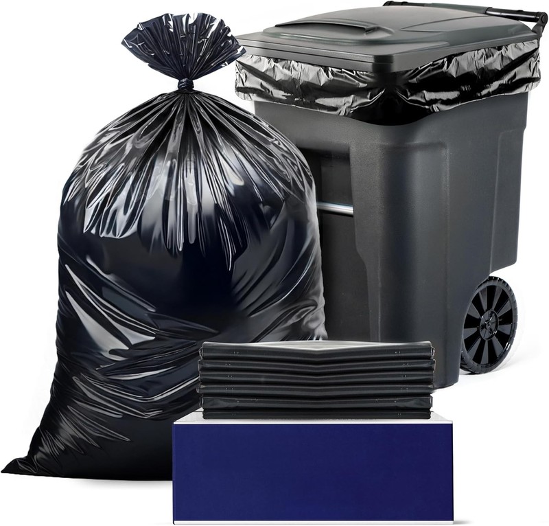 Plasticplace 65 Gallon Trash Bags │ 3.0 Mil │ Black Heavy Duty Garbage