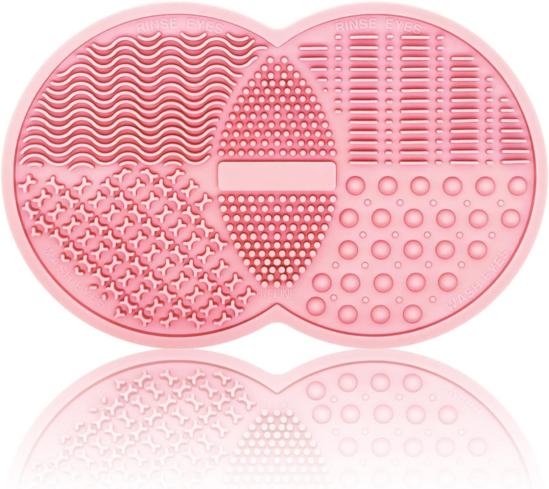 Silicone Makeup Brush Cleaning Mat Pink Scrubber Pad Cosmetic Brush Cleaner Tool