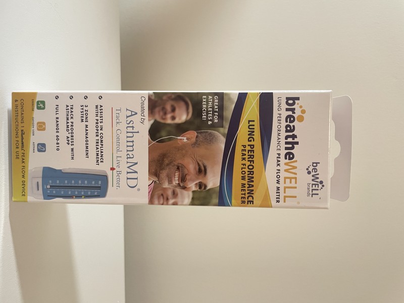 Quest AsthmaMD BreatheWell Lung Performance Peak Flow Meter Device New gallery