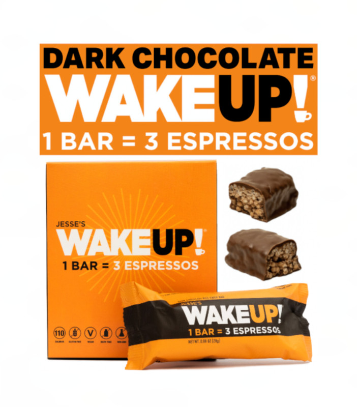 WAKE UP! Caffeinated Chocolate Protein Bars, Gluten Free, Vegan 350mg Caffeine