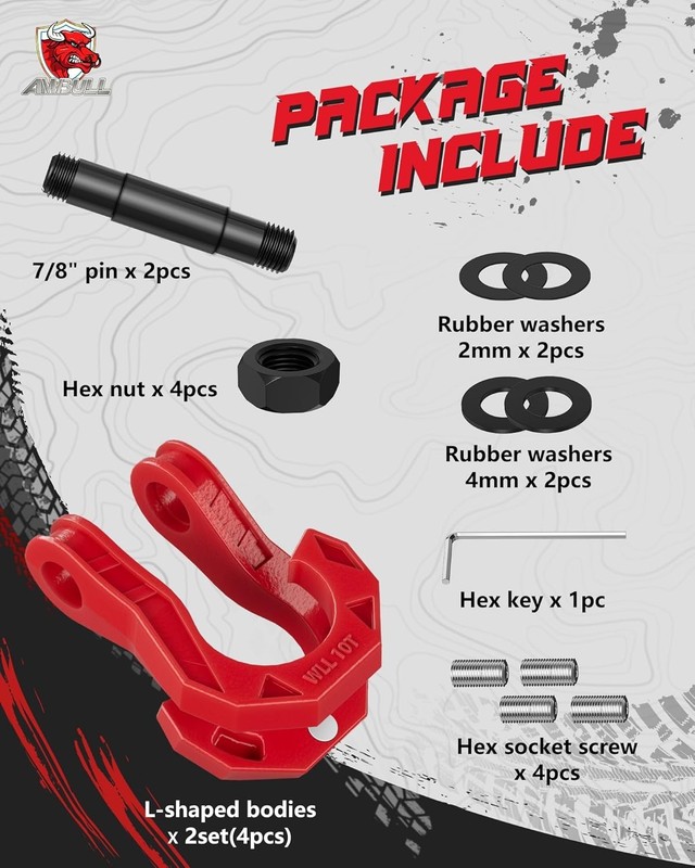 Red Heavy-Duty 3/4" D-Ring Shackles with 52,910 lbs Strength, Perfect for Towing gallery
