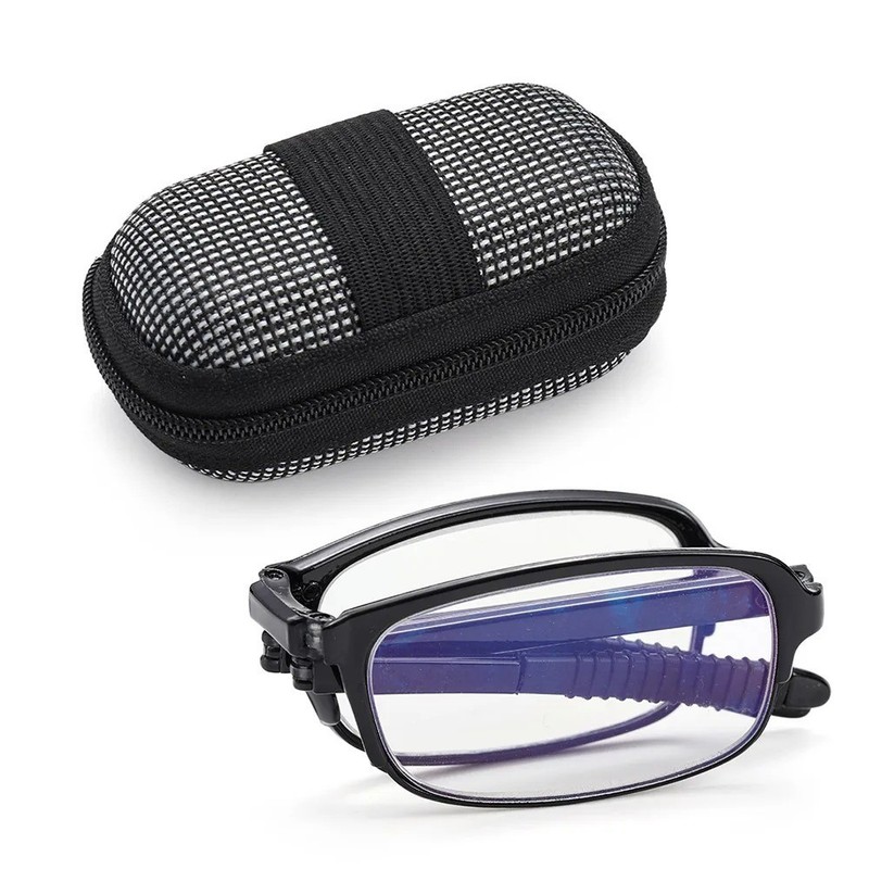 TR90 Folding Reading Glasses with Zipper Case Women Men Portable Lightweight Pre