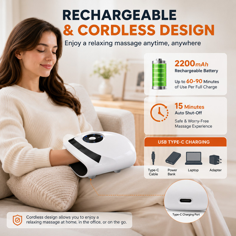 Rechargeable Hand Massager w Heat Compression Therapy Pain Relief gallery